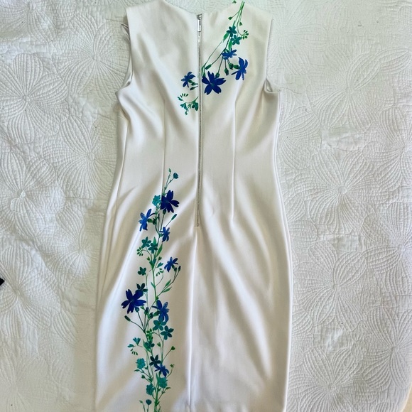 Calvin Klein White Dress with Blue Floral Accents - Picture 4 of 7